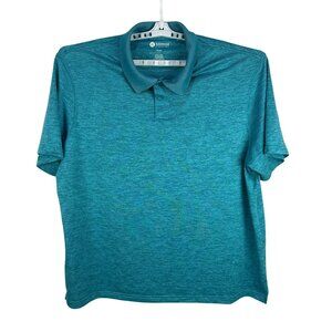 Haggar Mens Polo Shirt Size 2X Teal Short Sleeve 100% Polyester